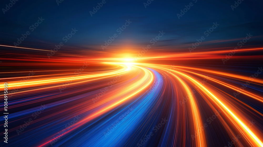 The road with flowing light and shadow leads to the distant sunset The road with flowing light and shadow leads to the distant sunset