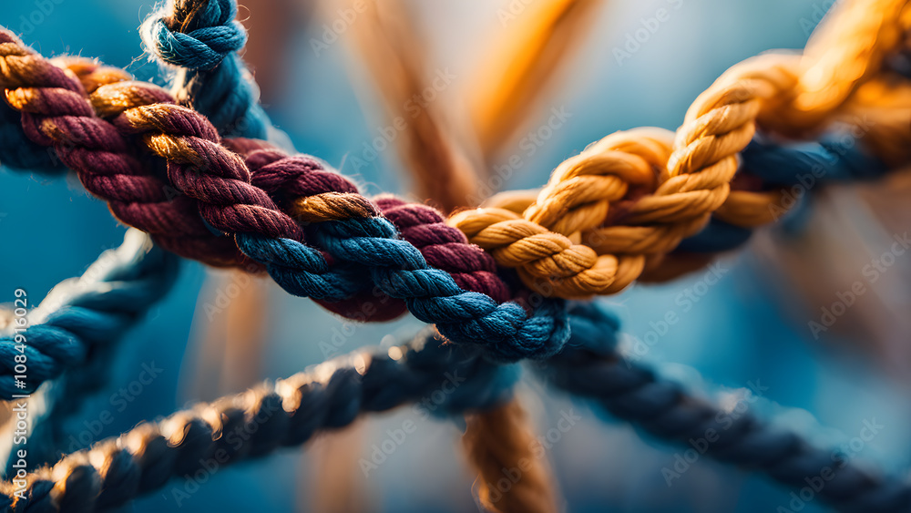 A rope with different colors is twisted together A rope with different colors is twisted together
