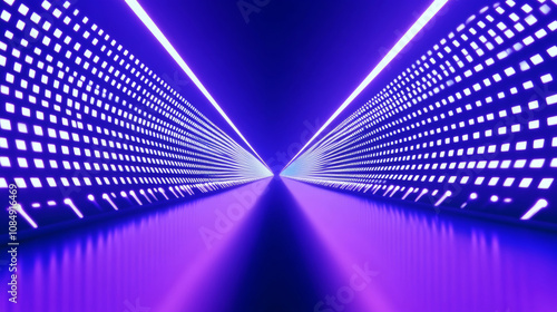 Wallpaper Mural 3D futuristic retro grid purple blue neon light technology digital grid abstract background copy space. pattern with rays lines and dots club bar disco geometric cyberpunk dance LED wallpapaer Torontodigital.ca