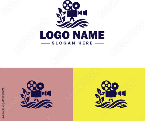 Film production icon Movie making Filmmaking Film industry flat logo sign symbol editable vector