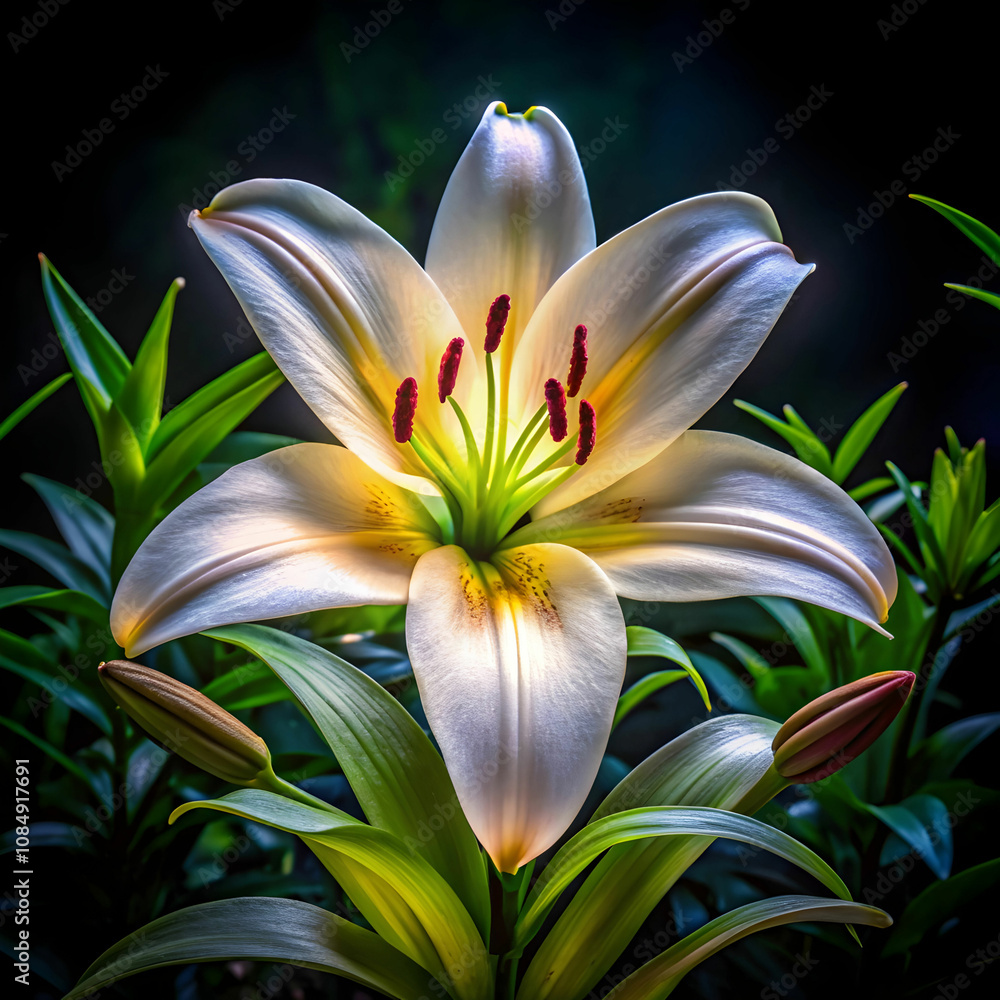 Fototapeta premium night lilly blooming on full