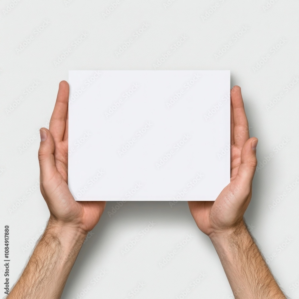Blank White Board Held by Hands Isolated on Background Blank White Board Held by Hands Isolated on Background
