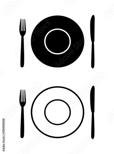 plate with fork and knife cutlery