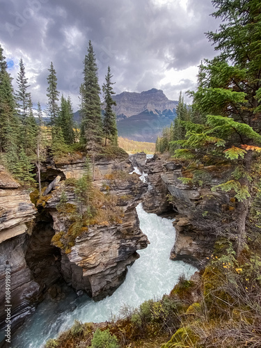 Athabasca Falls, Canada. Travel in Jasper National Park.	 photo