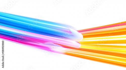 3D dynamic abstract neon light streak trail technology virtual reality background. cyberpunk futuristic fashion vibrant line modern colorful rainbow glow glossy striking wallpaper