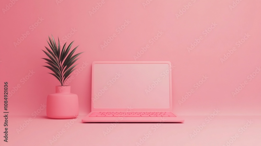 Laptop with Keyword Search Bar and Online Marketing Strategy Concept with Blank Space for 3D Laptop with Keyword Search Bar and Online Marketing Strategy Concept with Blank Space for 3D