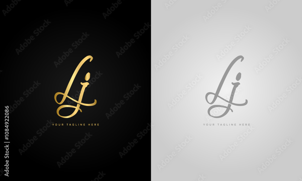 initial letter lj,luxury gold collors initial letter lj,luxury gold collors