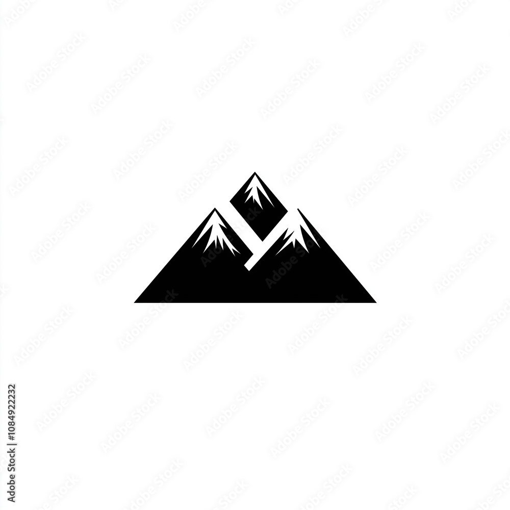 Black Mountain Peak Icon Two Mountains Silhouette Simple Graphic Black Mountain Peak Icon Two Mountains Silhouette Simple Graphic