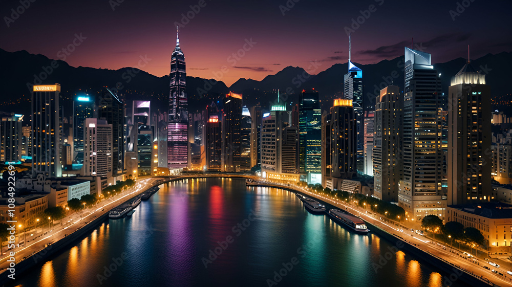 Obraz premium night view of the city