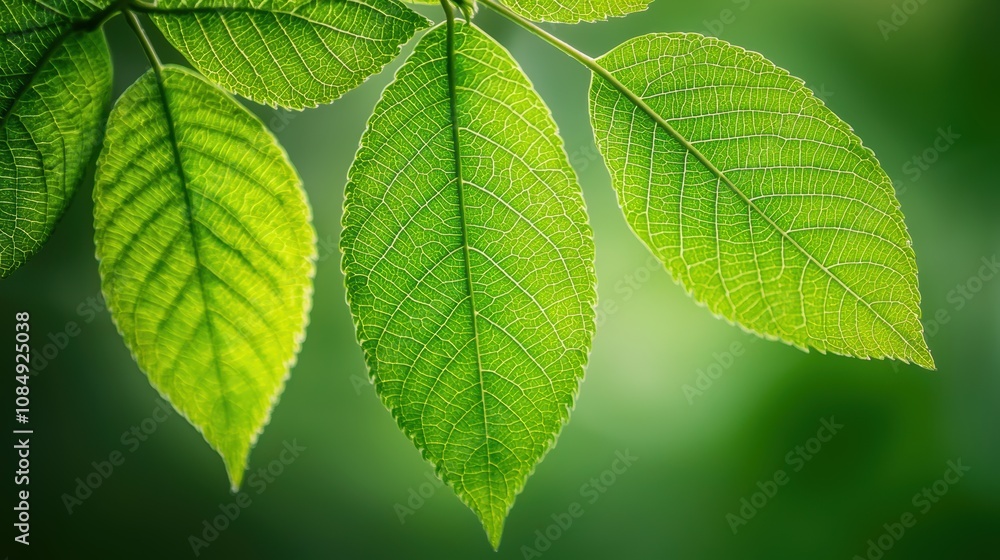Close-up of vibrant green leaves with intricate textures Close-up of vibrant green leaves with intricate textures