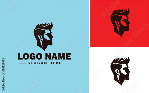 Men's grooming icon Male grooming Barbershop Men's salon flat logo sign symbol editable vector