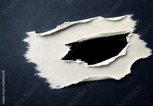 Ripped Fabric Close-Up with Hole in Design