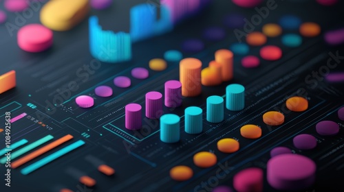 Colorful data visualization with dynamic charts and graphs