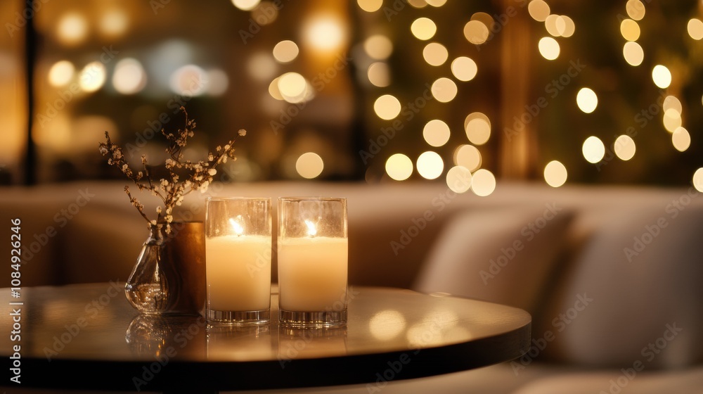 Blurred bokeh lights in a cozy background, soft and warm, perfect for romantic settings or creating a luxurious atmosphere Blurred bokeh lights in a cozy background, soft and warm, perfect for romantic settings or creating a luxurious atmosphere