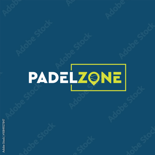 PADEL ZONE padel ball icon with pins in a minimalist padel court outline,
