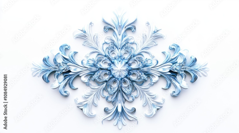 A snowflake clipart, winter icon, intricate 3D render, frosty blue and white hues, isolated on white background A snowflake clipart, winter icon, intricate 3D render, frosty blue and white hues, isolated on white background