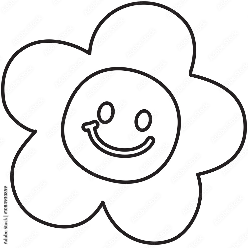 Happy flower outline for kid colouring book, art, painting, nature, garden, floral print, colouring page, tattoo, plants, tree, cute patch, brooch, blossom, spring and summer, cartoon character, comic Happy flower outline for kid colouring book, art, painting, nature, garden, floral print, colouring page, tattoo, plants, tree, cute patch, brooch, blossom, spring and summer, cartoon character, comic