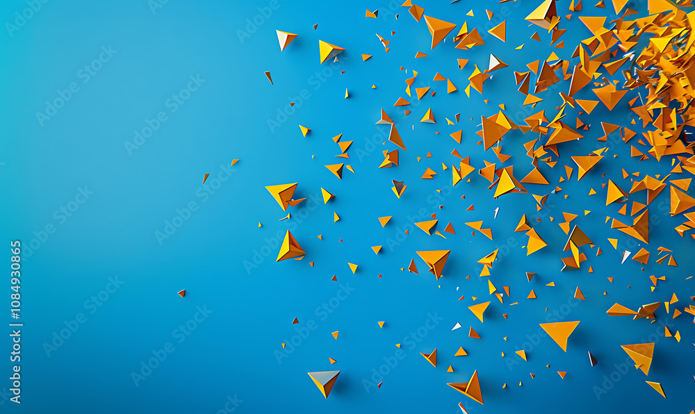 Obraz premium Tiny yellow triangles scattered on bright blue create a bold, energetic design