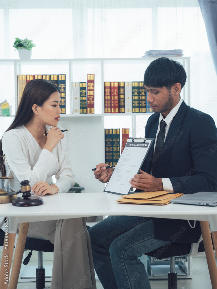 Legal Consultation: A lawyer discusses legal matters with a client in a professional setting, showcasing a commitment to understanding and providing guidance. Legal Consultation: A lawyer discusses legal matters with a client in a professional setting, showcasing a commitment to understanding and providing guidance.
