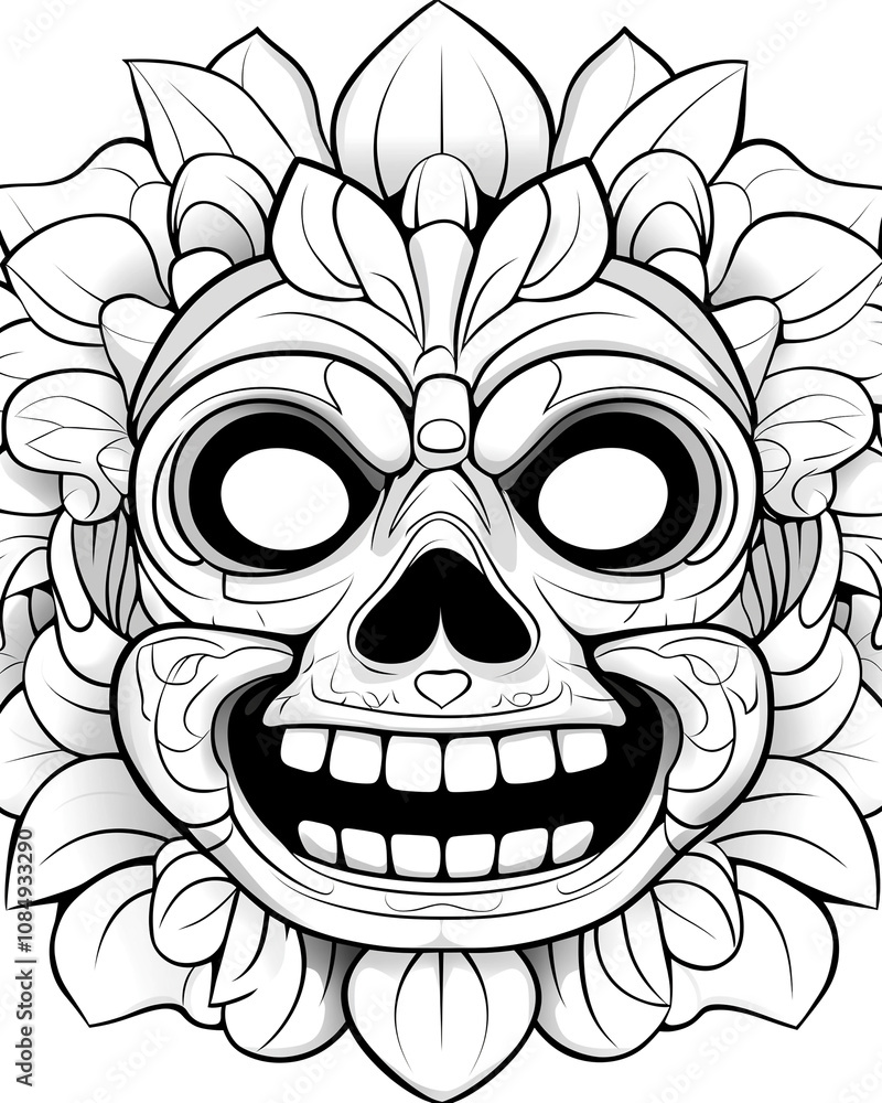 A skull with a flower on top of it. The skull has a smile on it and the flower is white A skull with a flower on top of it. The skull has a smile on it and the flower is white