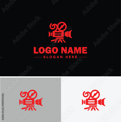 Media production icon Content creation Media development Production studio flat logo sign symbol editable vector