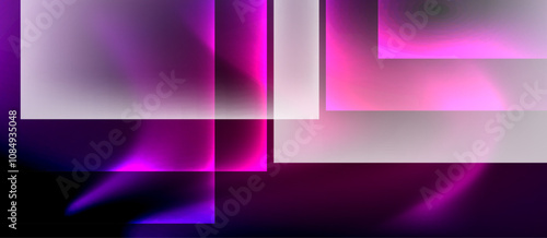 Glass squares with neon shiny light abstract background