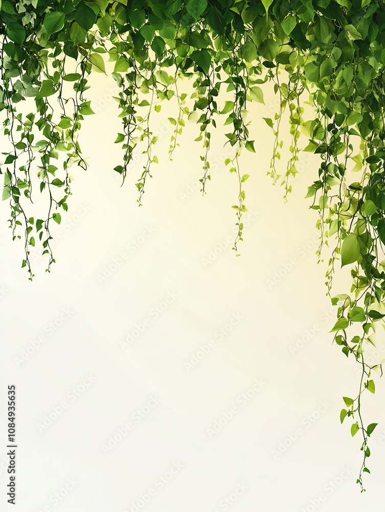 Serene Vines with Flowers on a Tranquil Background Serene Vines with Flowers on a Tranquil Background