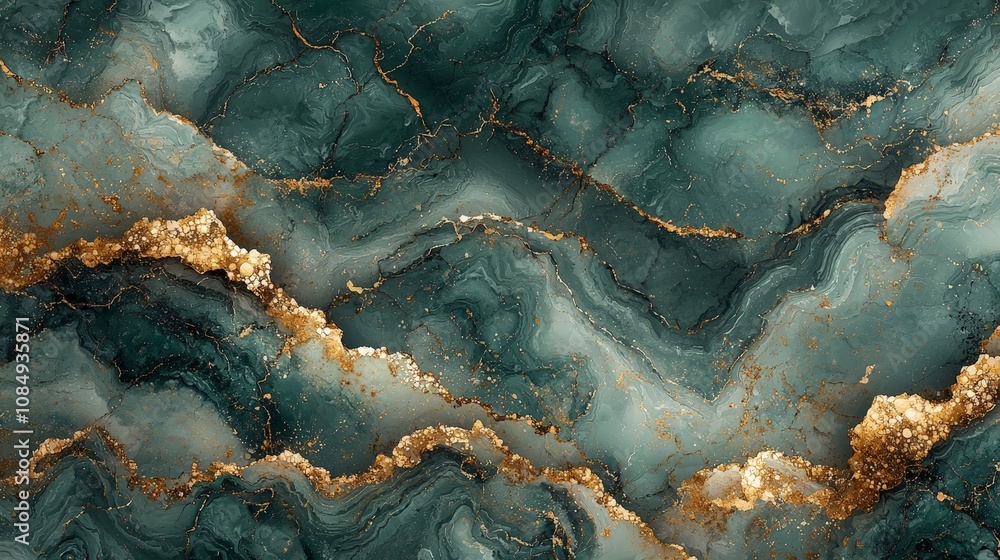 Abstract marble texture with teal and gold veins, suitable for backgrounds or design elements. Abstract marble texture with teal and gold veins, suitable for backgrounds or design elements.