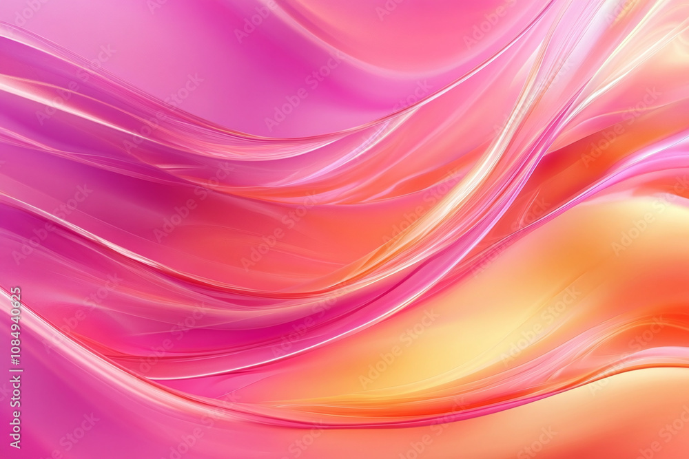 Naklejka premium Abstract Fluid Motion with Pink and Golden Waves