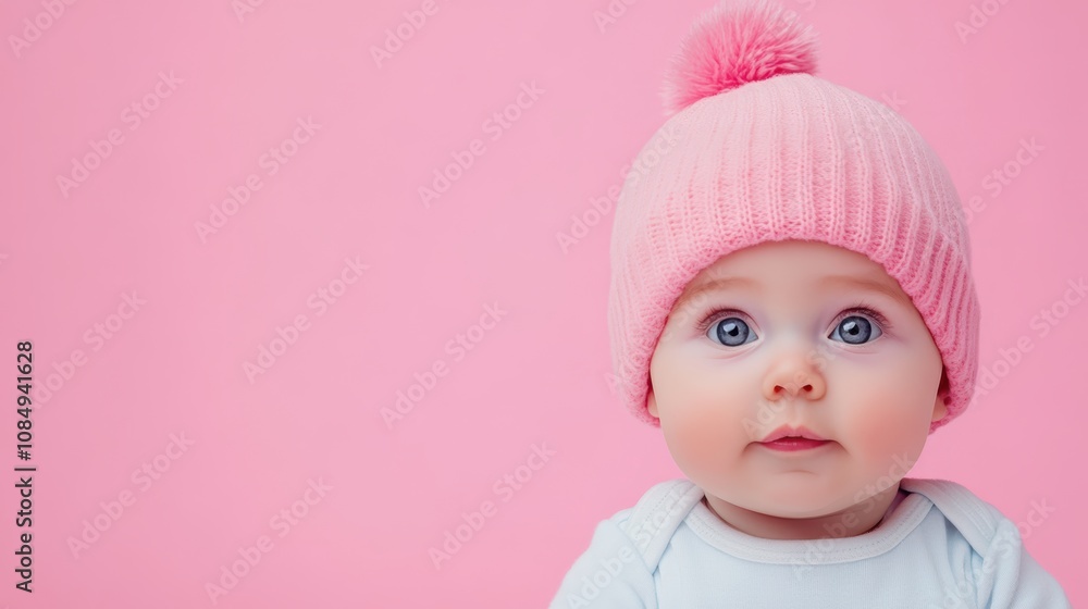 Cute little infant baby girl crawling Over pink Studio Background. Free Space. 64k. award winning photography. Cute little infant baby girl crawling Over pink Studio Background. Free Space. 64k. award winning photography.