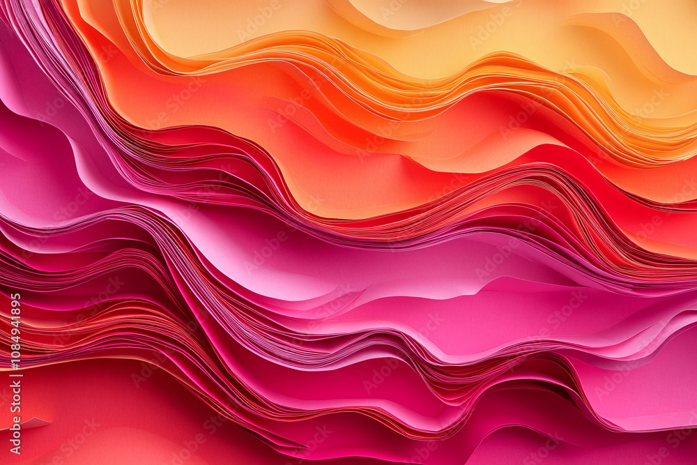 Abstract Fluid Motion with Pink and Golden Waves Abstract Fluid Motion with Pink and Golden Waves