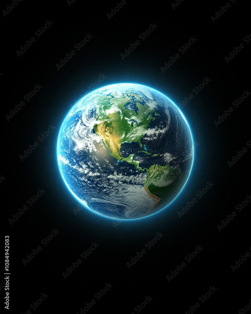Fototapeta premium Glowing Earth Planet Globe World Space Nature Background
