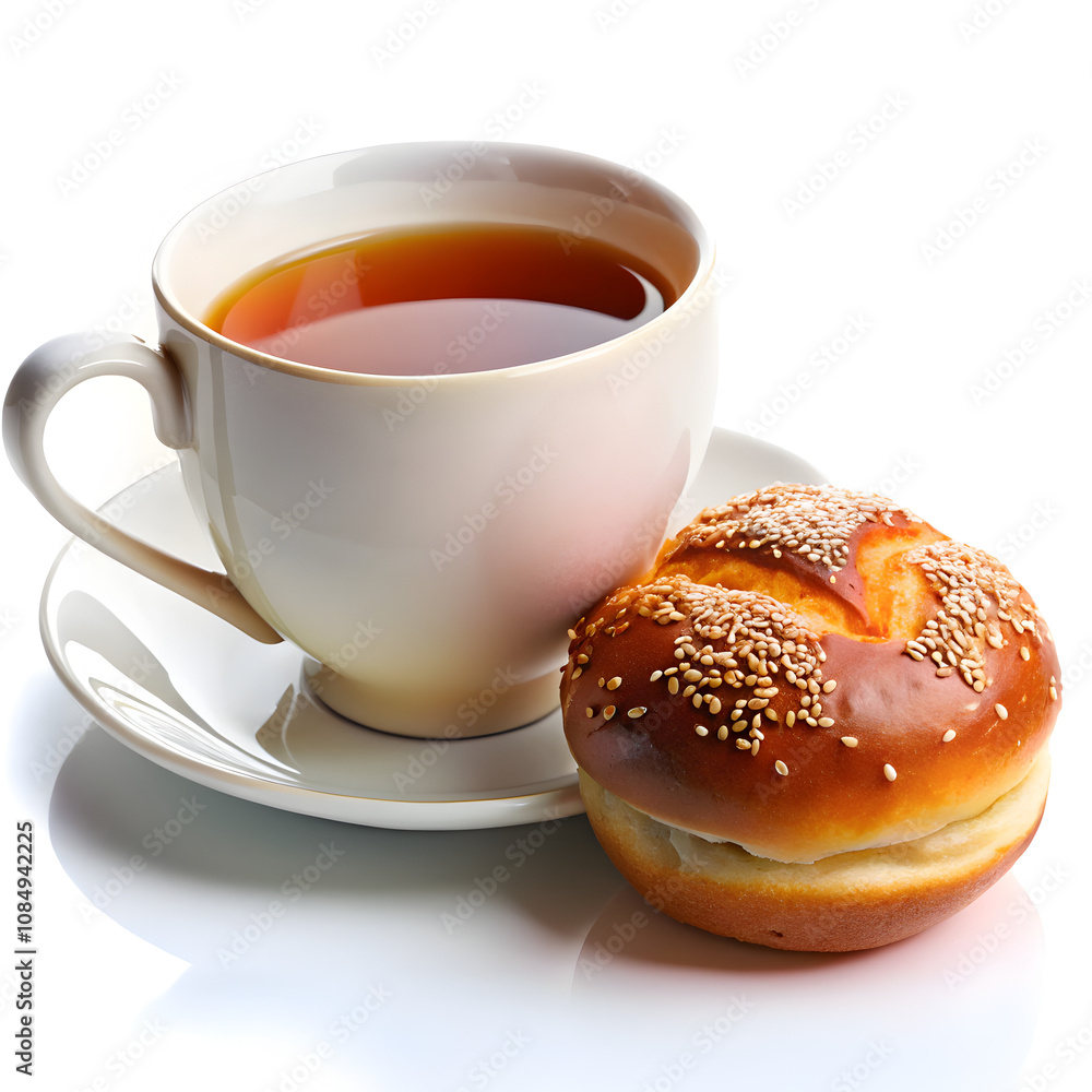Cup of coffee and croissant on white background Cup of coffee and croissant on white background