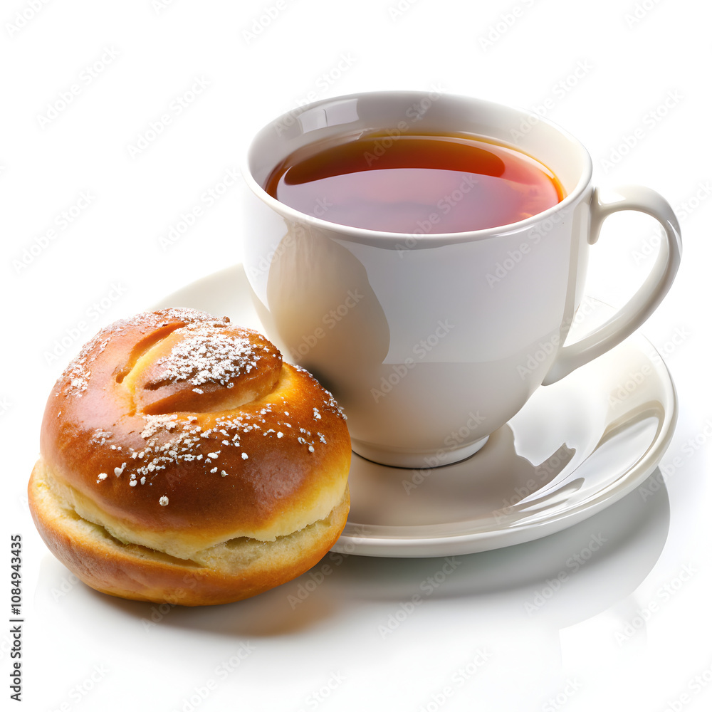 Cup of coffee and croissant on white background Cup of coffee and croissant on white background