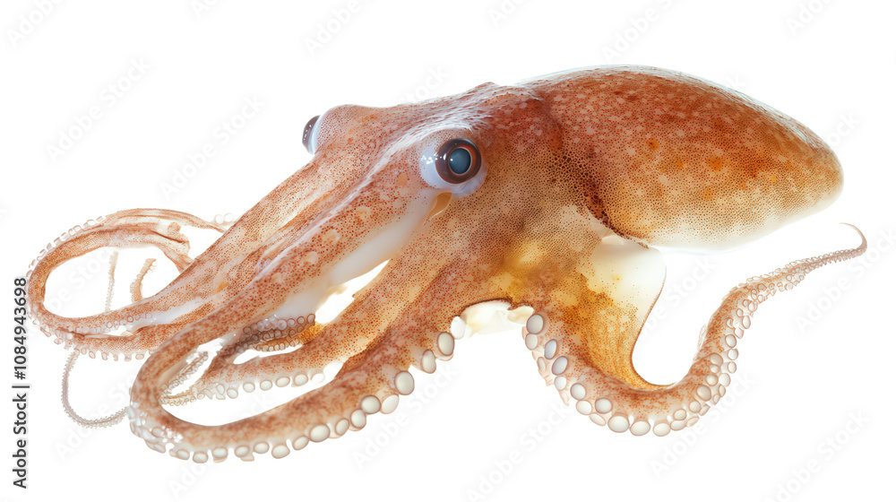 Obraz premium Colorful Fresh squid octopus on transparent on white background