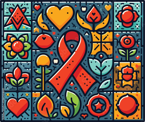 A patch or square from the AIDS Memorial Quilt, symbolizing remembrance and the lives lost to AIDS 