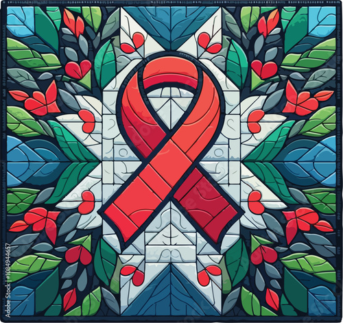 A patch or square from the AIDS Memorial Quilt, symbolizing remembrance and the lives lost to AIDS 