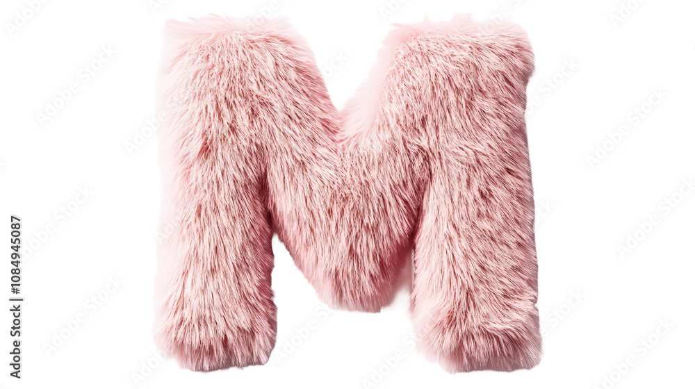 Fur letter M pink white background. Fur letter M pink white background.
