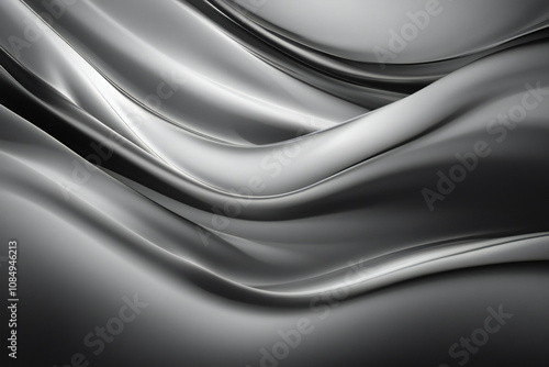 Abstract White Waves and Smooth Flowing Curves on a Monochrome Background 