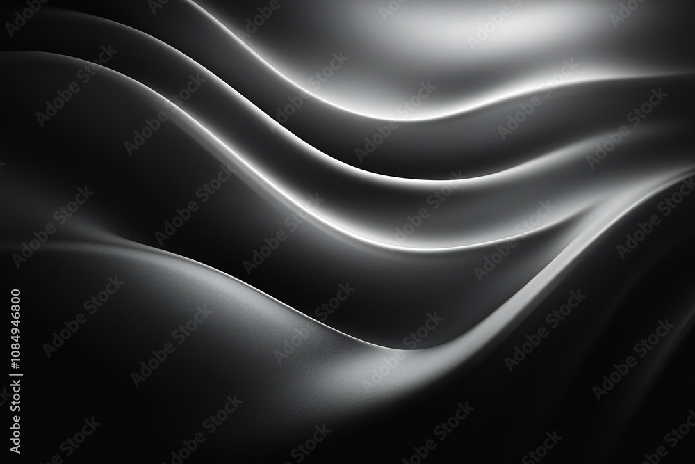 Abstract White Waves and Smooth Flowing Curves on a Monochrome Background Abstract White Waves and Smooth Flowing Curves on a Monochrome Background
