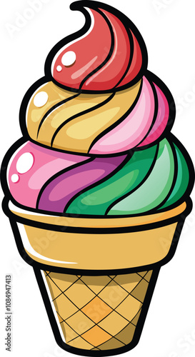 Colorful Ice Cream Clipart Vector with Tasty Flavors Perfect for Menus Blogs and Food Designs