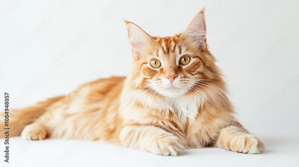 Fototapeta premium lovely Main coon cat on white isolate background