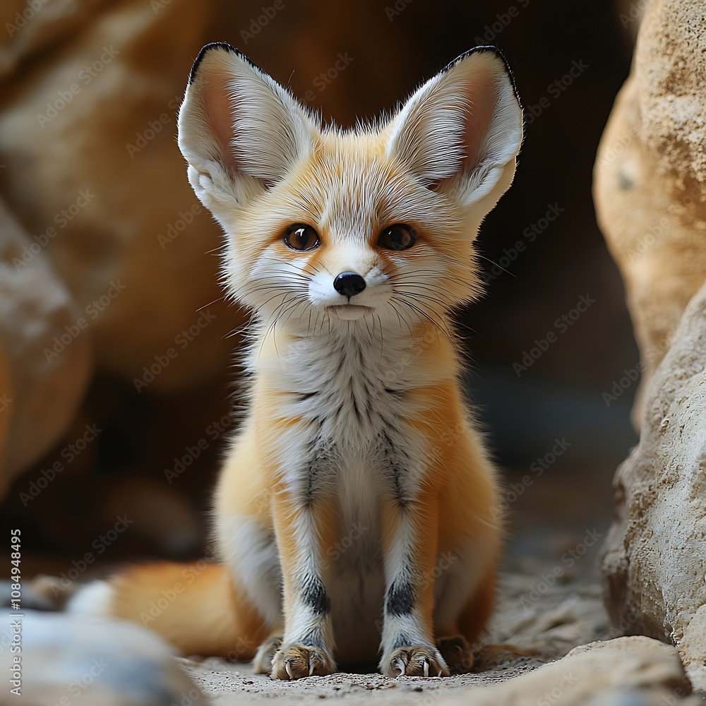 Adorable fennec fox with its signature large ears Adorable fennec fox with its signature large ears
