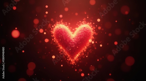 heart image, glow in the middle heart and abstract bokeh background image - abstract concept.