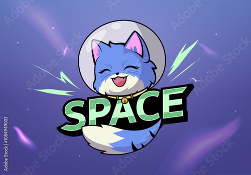 cat space gaming logo, vector logo