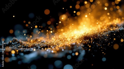 Shining particle abstract bokeh background image - abstract concept. photo