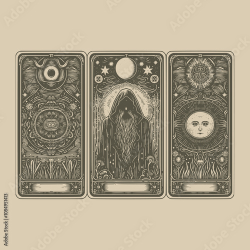 hermit ouija tarot card in shadowy art