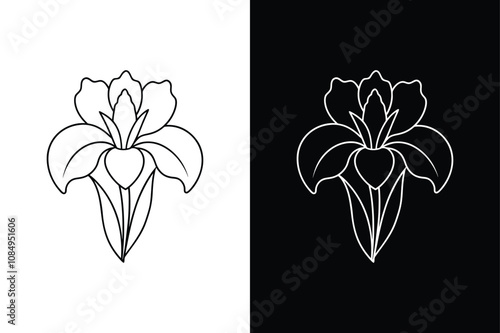 iris line icon isolated in white and black colors. iris outline vector icon from nature collection black white background