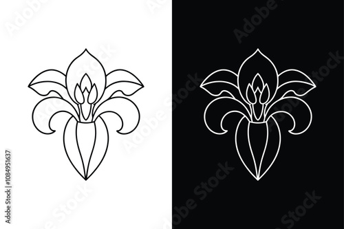 iris icon isolated in white and black colors. iris outline vector icon from nature collection black white background
