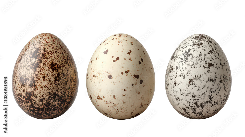 Obraz premium Three ostrich eggs on white background